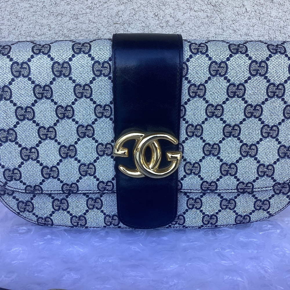 Vintage Gucci Shoulder Bag Large GG Gold Tone Hardware Used Preowned Condition